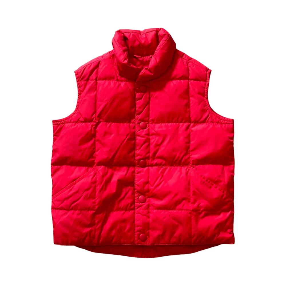 Lands end vintage kids red goose down quilted puffer vest sz Small 4 fall winter